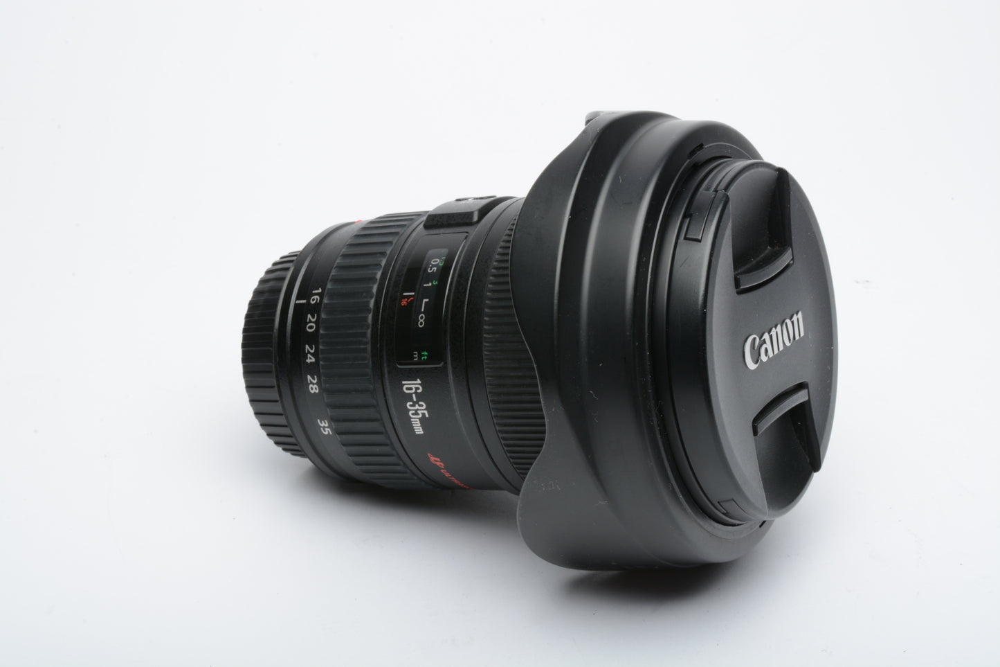 Canon EF 16-35mm f2.8L USM wide angle zoom, hood+caps, very clean