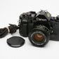 Canon A-1 35mm SLR w/50mm F1.8 FD lens, grip, strap, new seals, Nice!