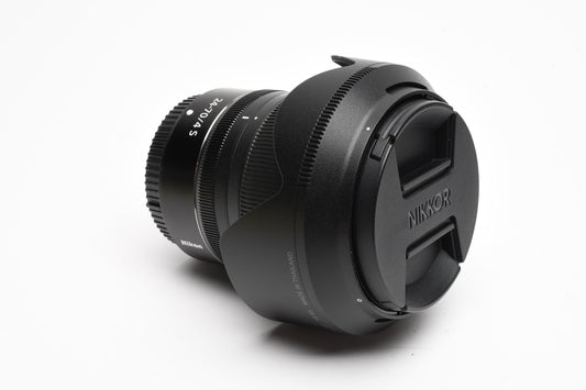 Nikon Nikkor Z 24-70mm f4 S zoom lens, Hood, Gently used, Mint-