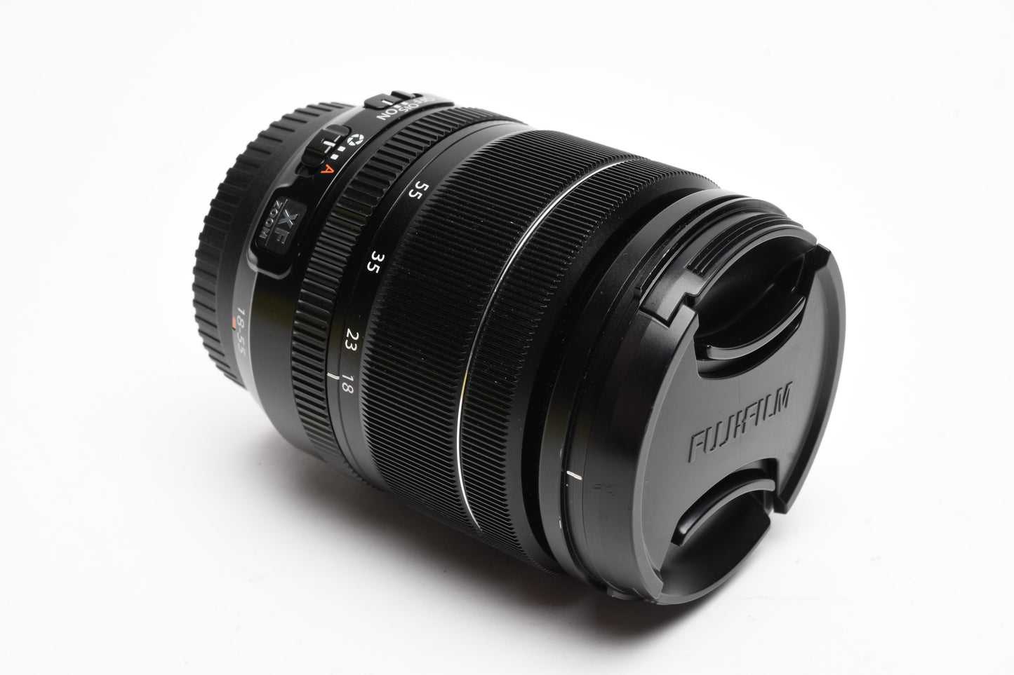Fuji Fujinon Super EBC 18-55mm f2.8-4 R LM OIS zoom lens, caps, Clean