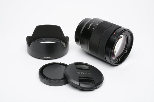 Sony Zeiss Vario Tessar FE 24-70mm f4 ZA OSS T* lens SEL2470, caps+hood