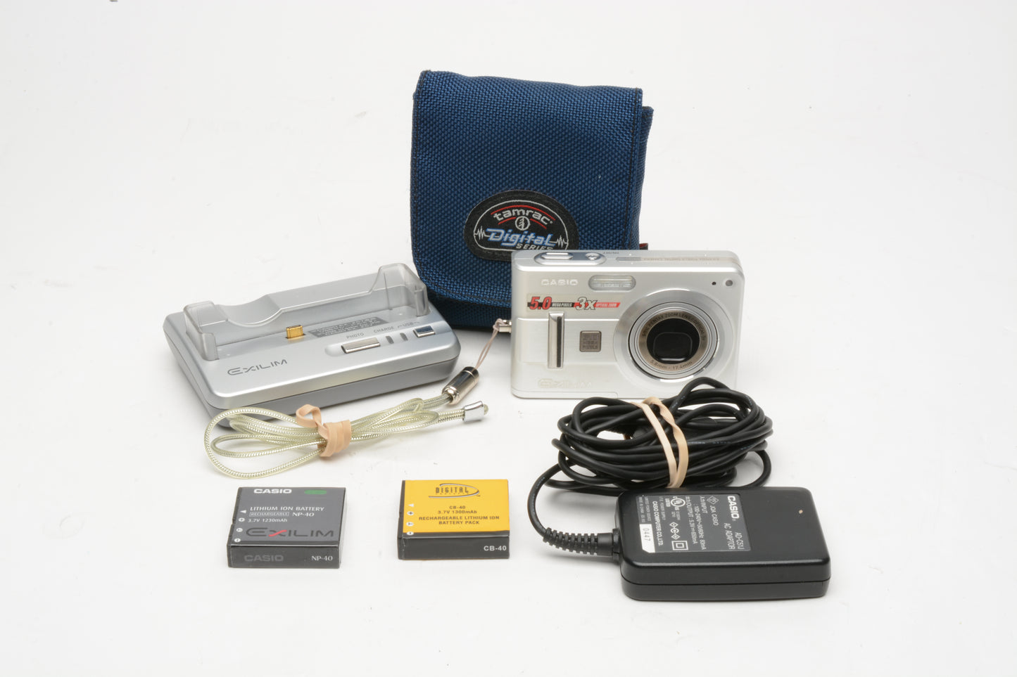 Casio EX-Z57 5MP Digital Point&Shoot camera w/cradle, 2batts, case, tested, Great!