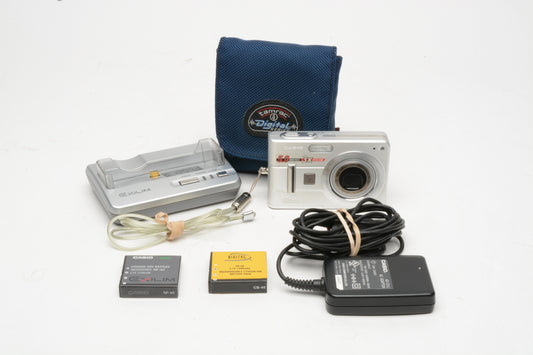 Casio EX-Z57 5MP Digital Point&Shoot camera w/cradle, 2batts, case, tested, Great!