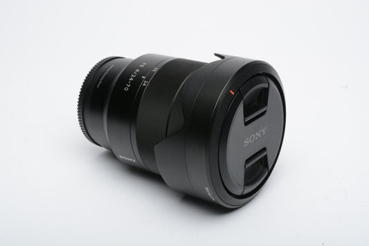 Sony Zeiss Vario Tessar FE 24-70mm f4 ZA OSS T* lens SEL2470, caps+hood