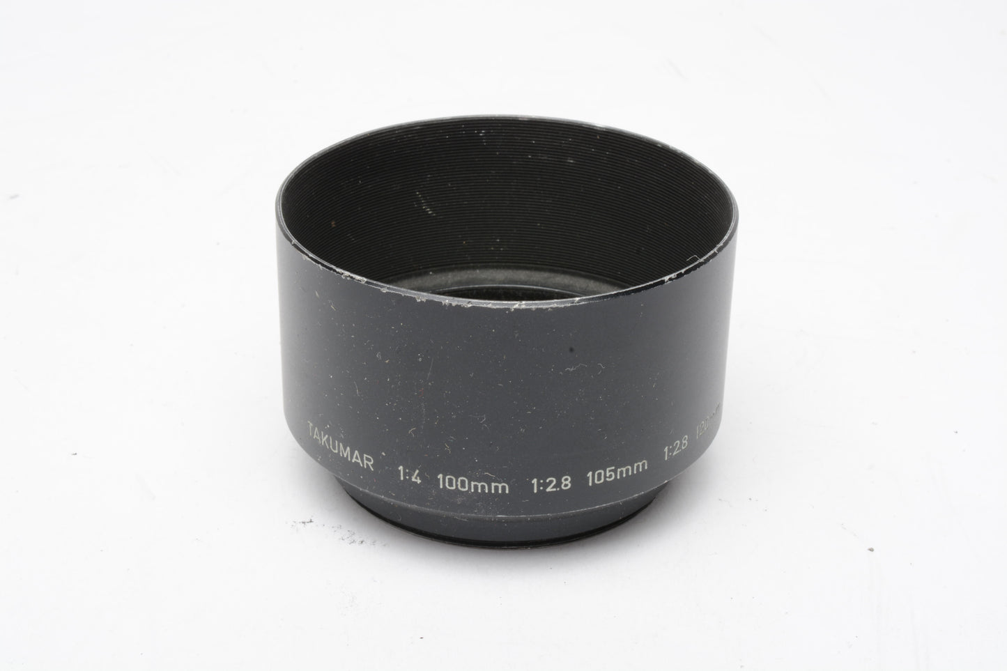 Takumar 100mm f4, 105mm f2.8, 120mm f2.8 lens hood, metal, genuine, screw-on