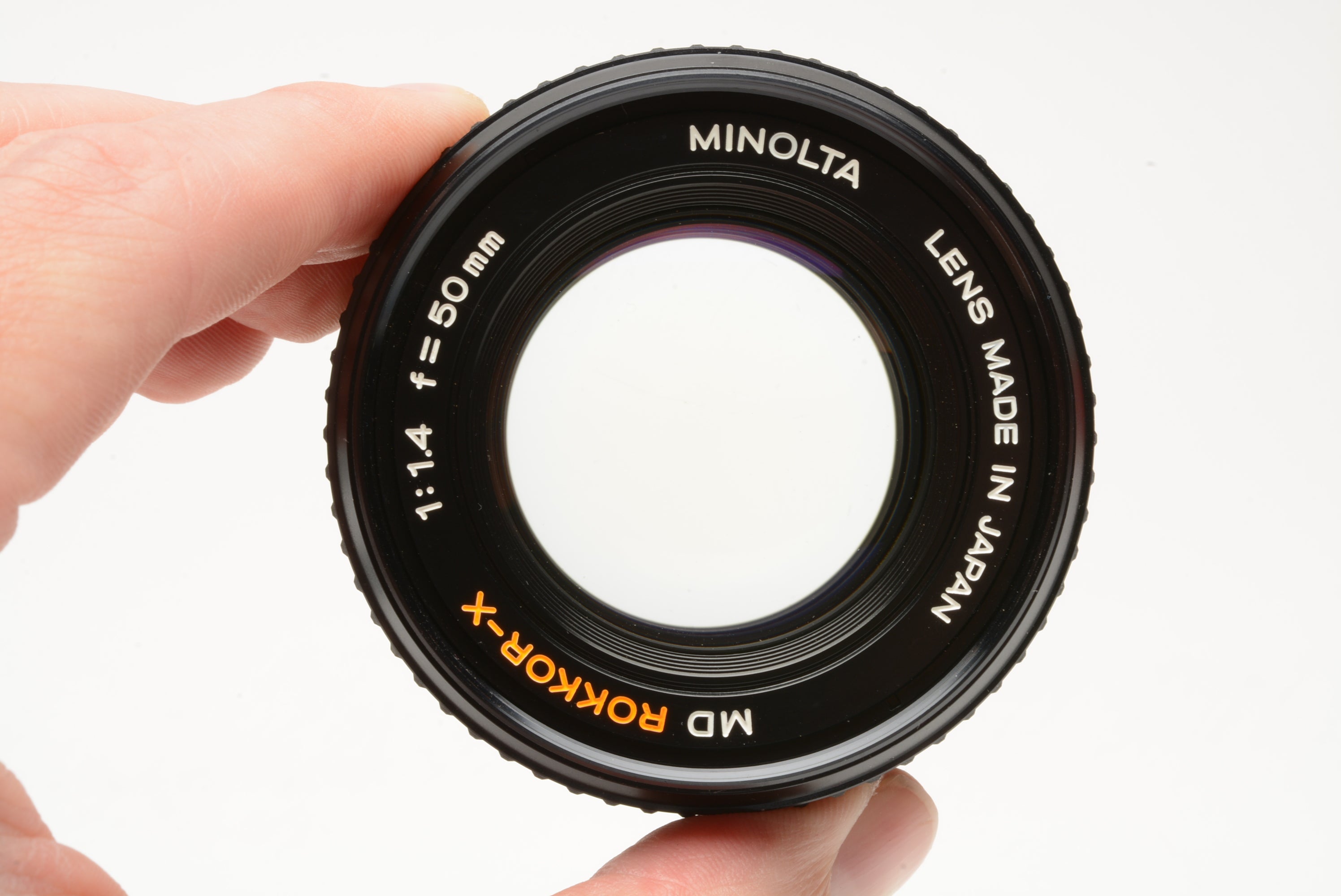 Minolta MD Rokkor-X 50mm f1.4 prime lens, caps, very clean & sharp!