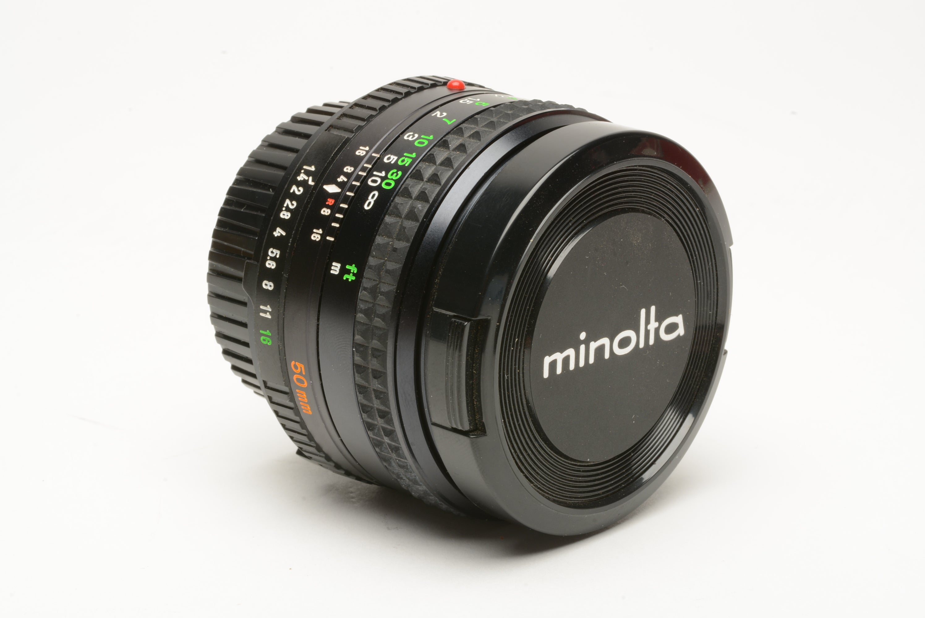 Minolta MD Rokkor-X 50mm f1.4 prime lens, caps, very clean & sharp 