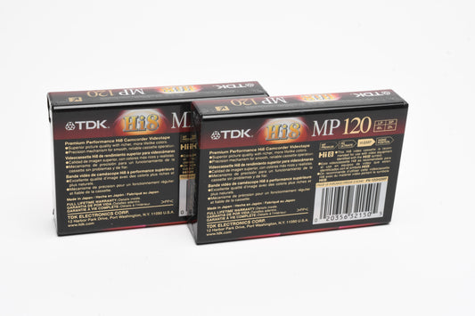 2X TDK Hi-8 MP-120 Video tape P6-120H8MP (New)