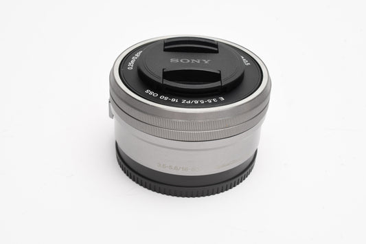Sony 16-50mm f3.5-5.6 PZ OSS E-Mount zoom SELP1650 w/Caps (Silver) Mint-