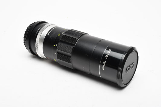 Petri 135mm F3.8 Telephoto Lens w/Caps, Good!