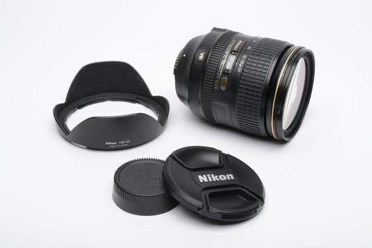 Nikon AF Nikkor 24-120mm f4G ED N VR w/Caps, hood, NO VR, Sharp!