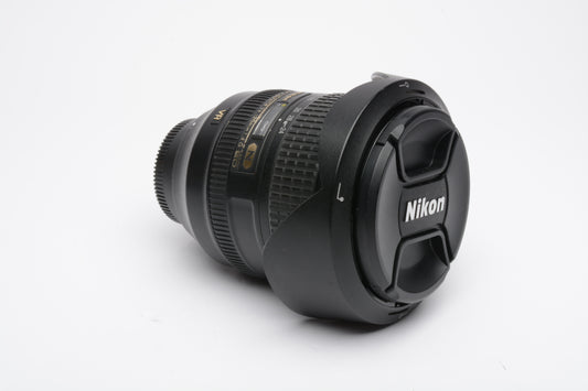 Nikon AF Nikkor 24-120mm f4G ED N VR w/Caps, hood, NO VR, Sharp!