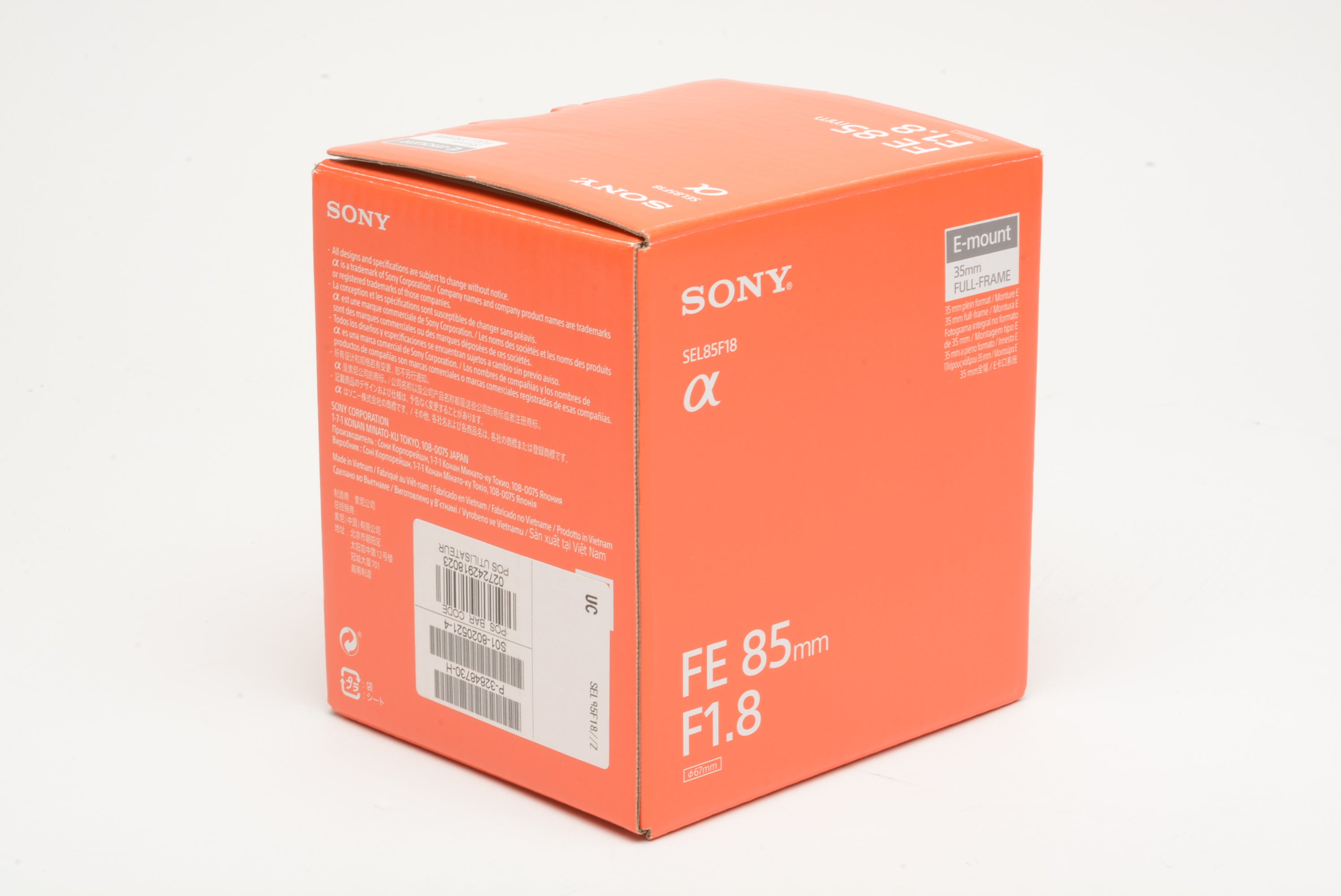 Sony FE 85mm f1.8 lens w/caps
