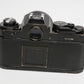 Nikon FE Black 35mm SLR w/Tokina RMC 35-105mm f3.5-4.5, cap+strap, new seals