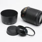 Nikon AF-S 55-200mm f4-5.6G ED VR DX, caps, hood, UV, very clean