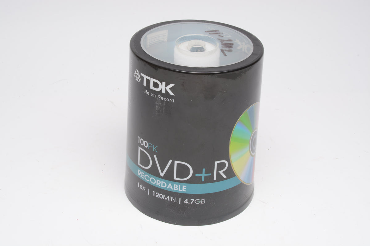 100X TDK DVD-R 4.7GB 120min 16X Optical Media Recordable, Sealed Tower