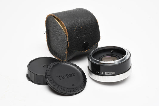 Vivitar 2X-4 Teleconverter for Canon FL-FD mount, caps + case