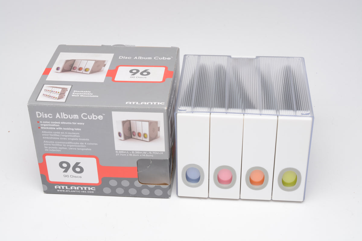Atlantic Disc album cube Hold 4 color coded albums hold 96 discs, New