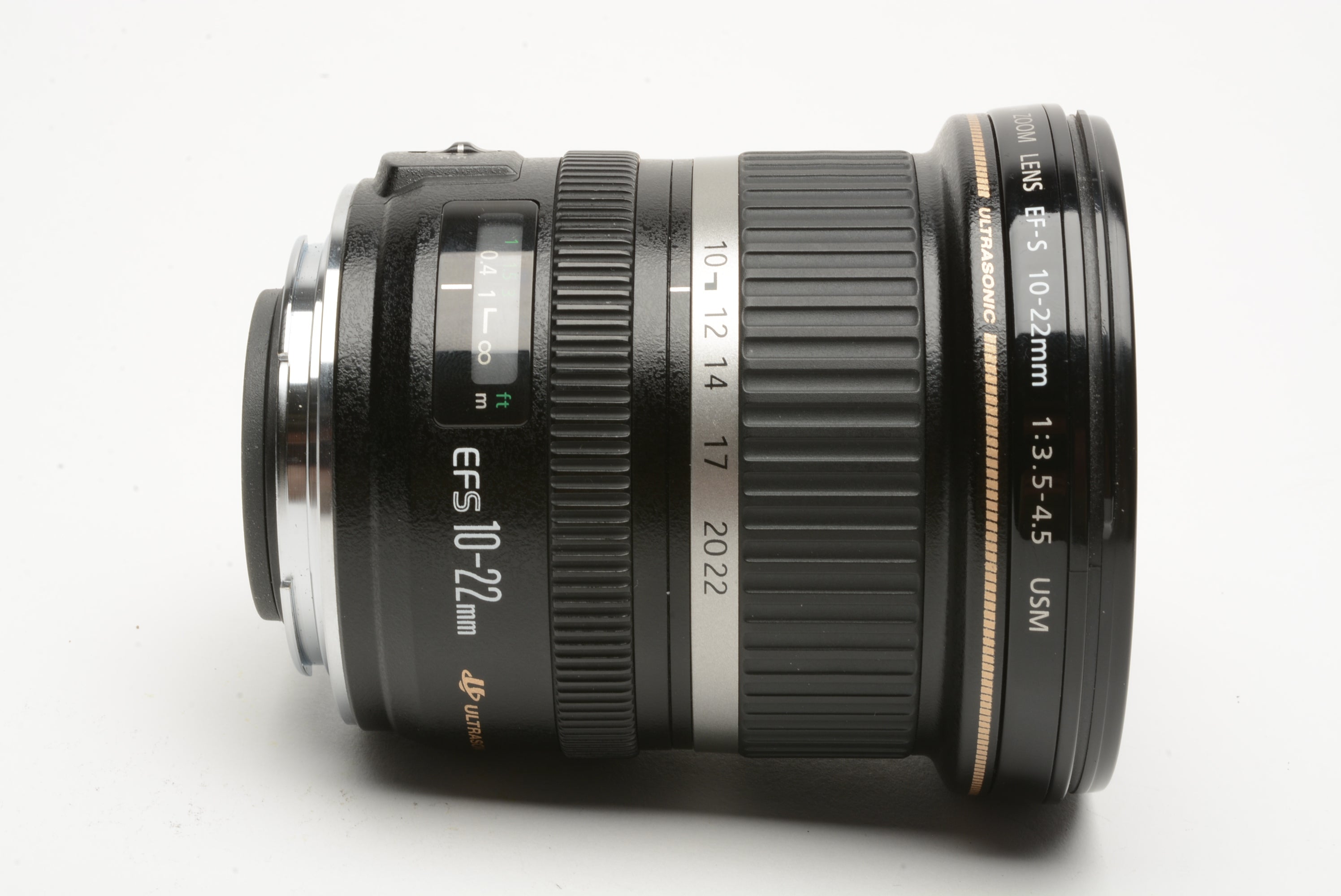 Canon EF-S 10-22mm f3.5-4.5 USM zoom lens, caps + UV filter