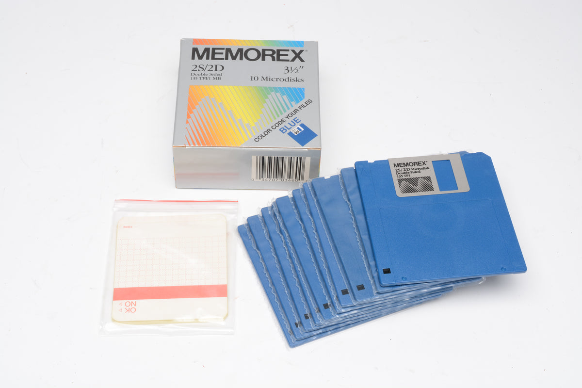 10X Memorex 2S/2D Double Sided 3.5" Microdisks 135 TPI / 1MB, NIB