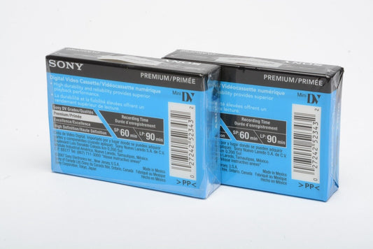 New 2X Sony DVM60PRR MINI DV Digital Video Cassettes (2X DVM60) Premium Grade
