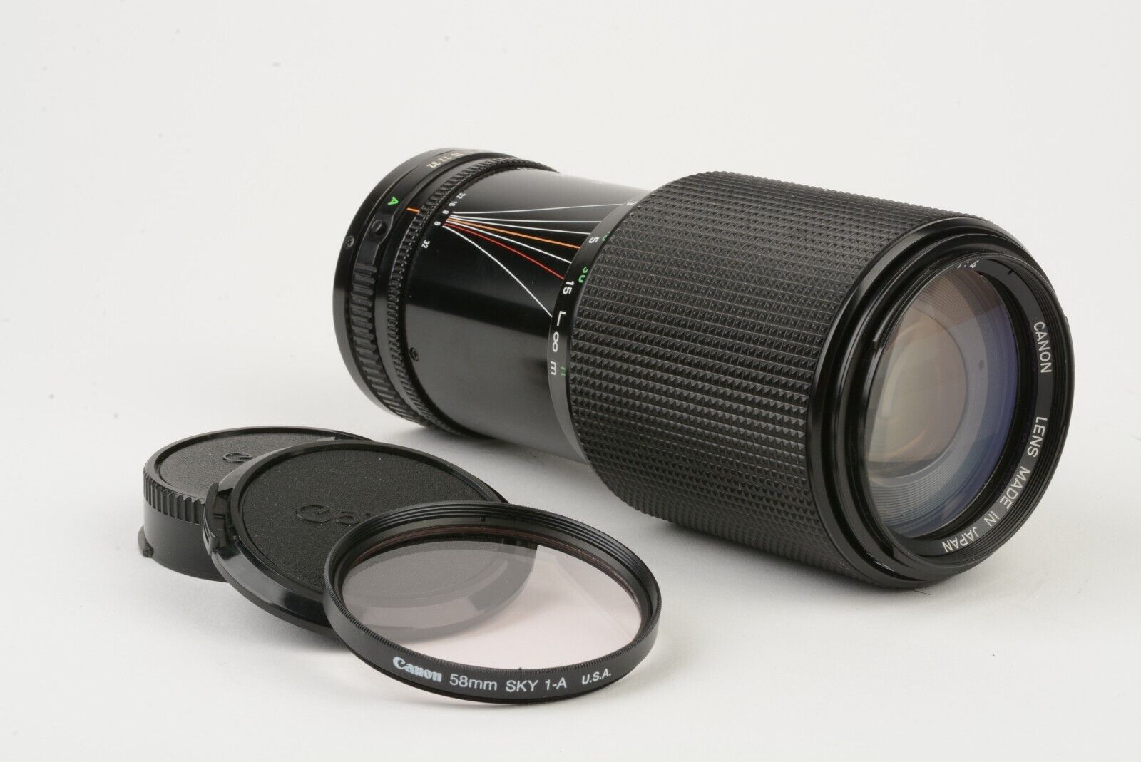 EXC++ NFD CANON FD 70-210mm f4 ZOOM FD LENS w/CANON SKY, CAPS, GREAT ZOOM
