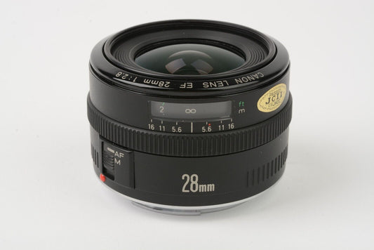 MINT- CANON EF 28mm f2.8 WIDE ANGLE AF LENS, VERY CLEAN AND SHARP, HOOD