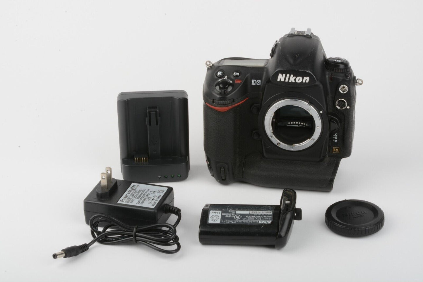 Nikon D3 12.1MP DSLR body, batt., AC/DC charger, cap, tested, only 54K Acts!!