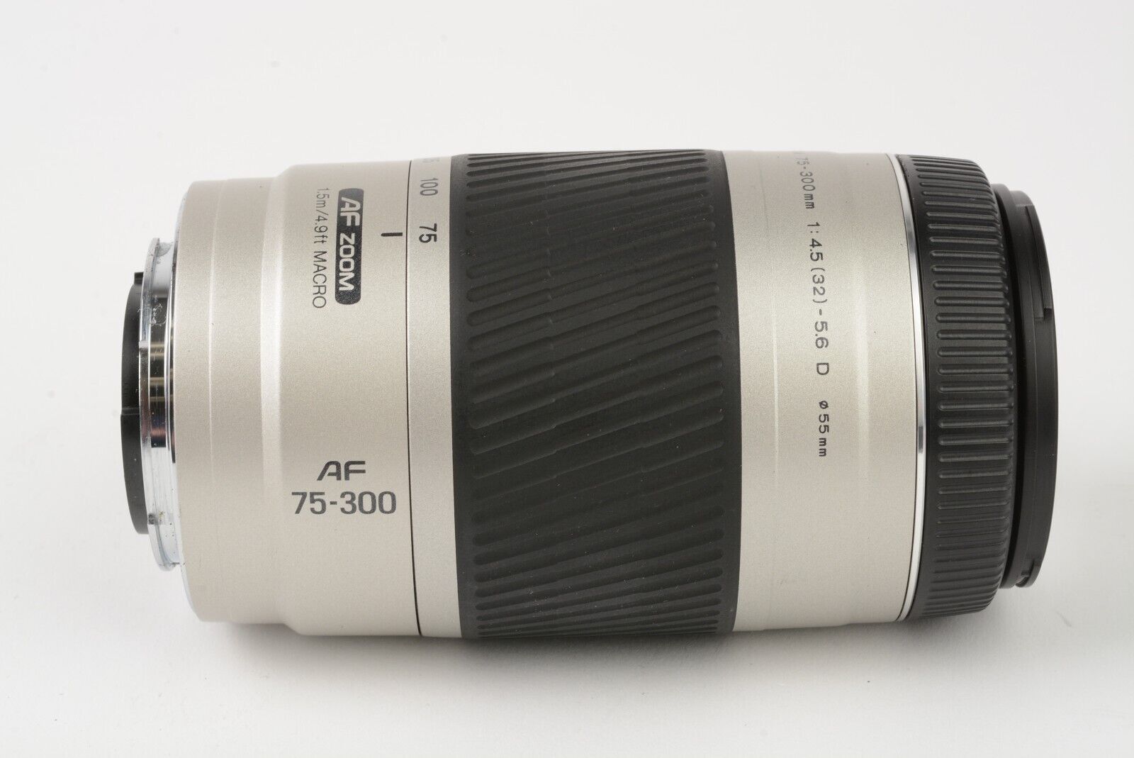 MINT- MINOLTA AF 75-300mm F4.5-5.6D MACRO ZOOM LENS, CAPS, HOOD, NICE &  CLEAN