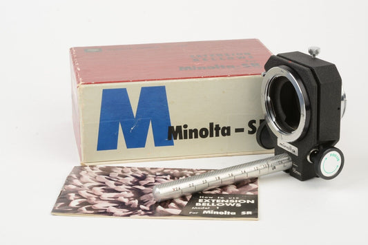MINT MINOLTA EXTENSION BELLOWS SR IN BOX + MANUAL, VERY CLEAN, BARELY USED