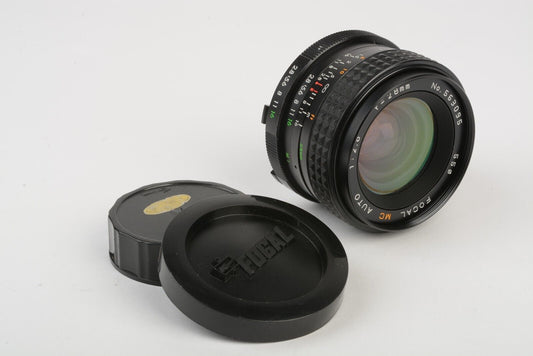 Focal MC 28mm f2.8 MF Lens for Minolta MD Mount, Nice & Clean, Caps