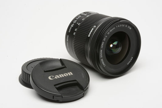 Canon EF-S 10-18mm f4.5-5.6 IS STM Zoom, Caps, Very Clean, Versatile