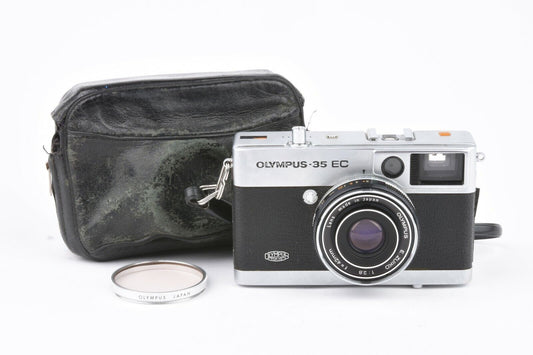 EXC+++ OLYMPUS 35EC SILVER CAMERA, CASE, 1A FILTER, NEW LIGHT SEALS, CASE, GREAT