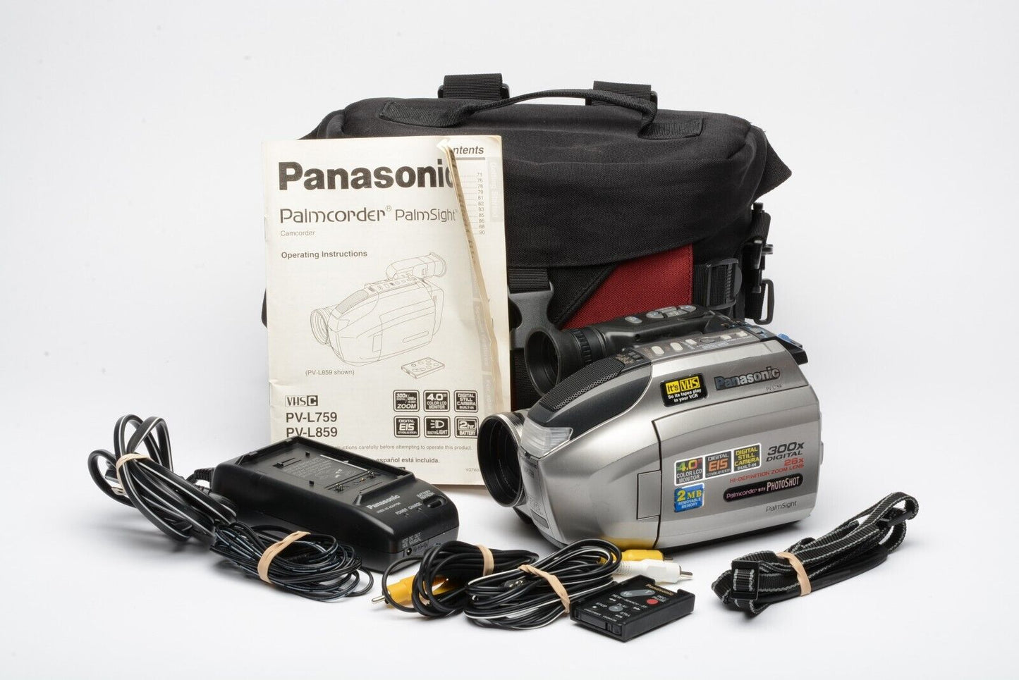 EXC++ PANASONIC PV-L759D VHS-C CAMCORDER, REMOTE, CHARGER, MANUAL, TESTED, GREAT