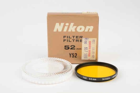 NIB NIKON 52mm Y52 YELLOW FILTER - NEVER USED