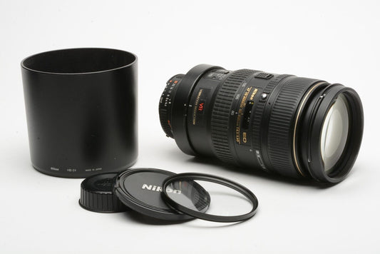 Nikon Nikkor AF 80-400mm f4.5-5.6D ED VR zoom, clean & sharp! +UV and lens hood