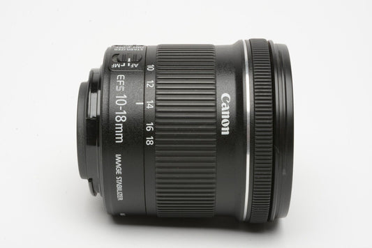 Canon EF-S 10-18mm f4.5-5.6 IS STM Zoom, Caps, Very Clean, Versatile