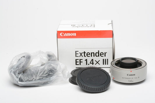 Canon EF 1.4X III extender, caps, pouch, boxed, Mint-