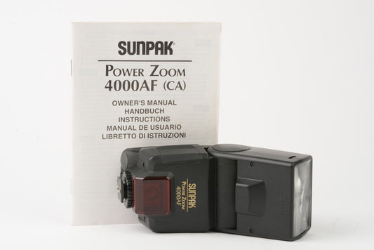 Sunpak 4000AF Power Zoom Flash for Canon AF Cameras + Manual