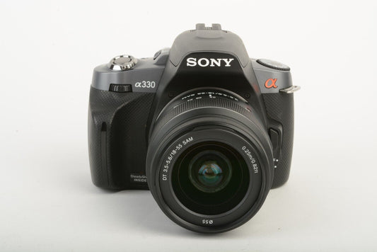 EXC++ SONY DSLR-A330 10.2MP DSLR w/18-55mm ZOOM, 2BATTS, CHARGER, PROTECTOR+CASE