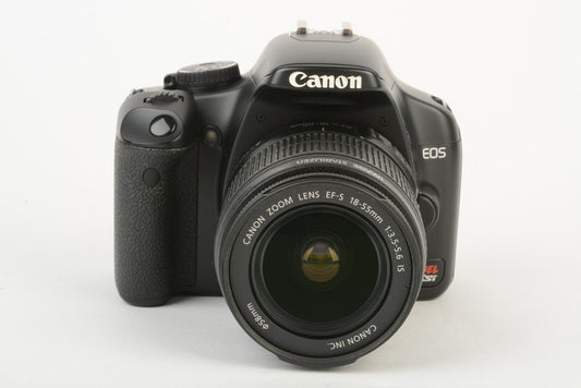 Canon EOS Rebel XS DSLR w/18-55mm f3.5-5.6 IS 2 batts UV + Pola, Only 7439 Acts.