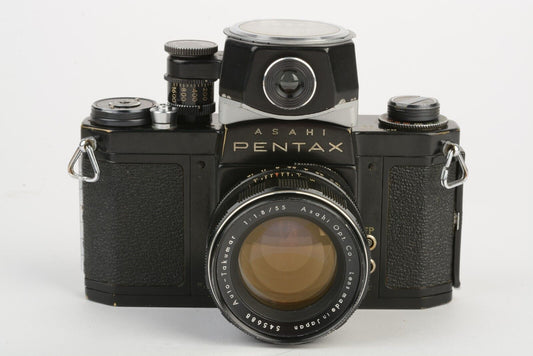 Pentax S3 Black 35mm SLR w/55mm Super Takumar f1.8 lens, meter, book, nice!