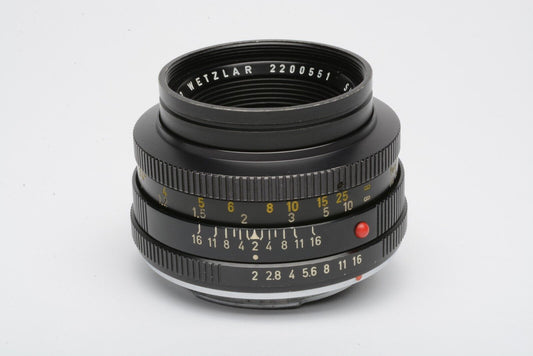 Leica Summicron-R 50mm F2 Lens, Hood, Very Clean And Sharp!