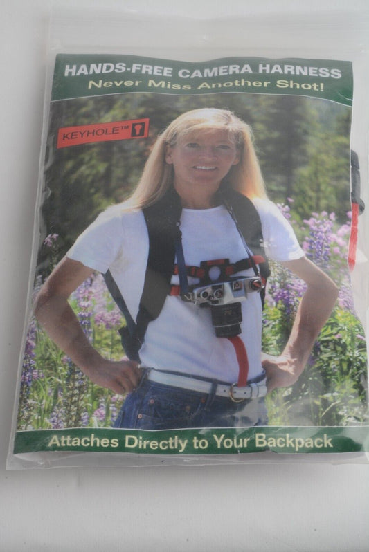 Keyhole Hands-Free Camera Harness(Red/Black) Attaches to Backpack