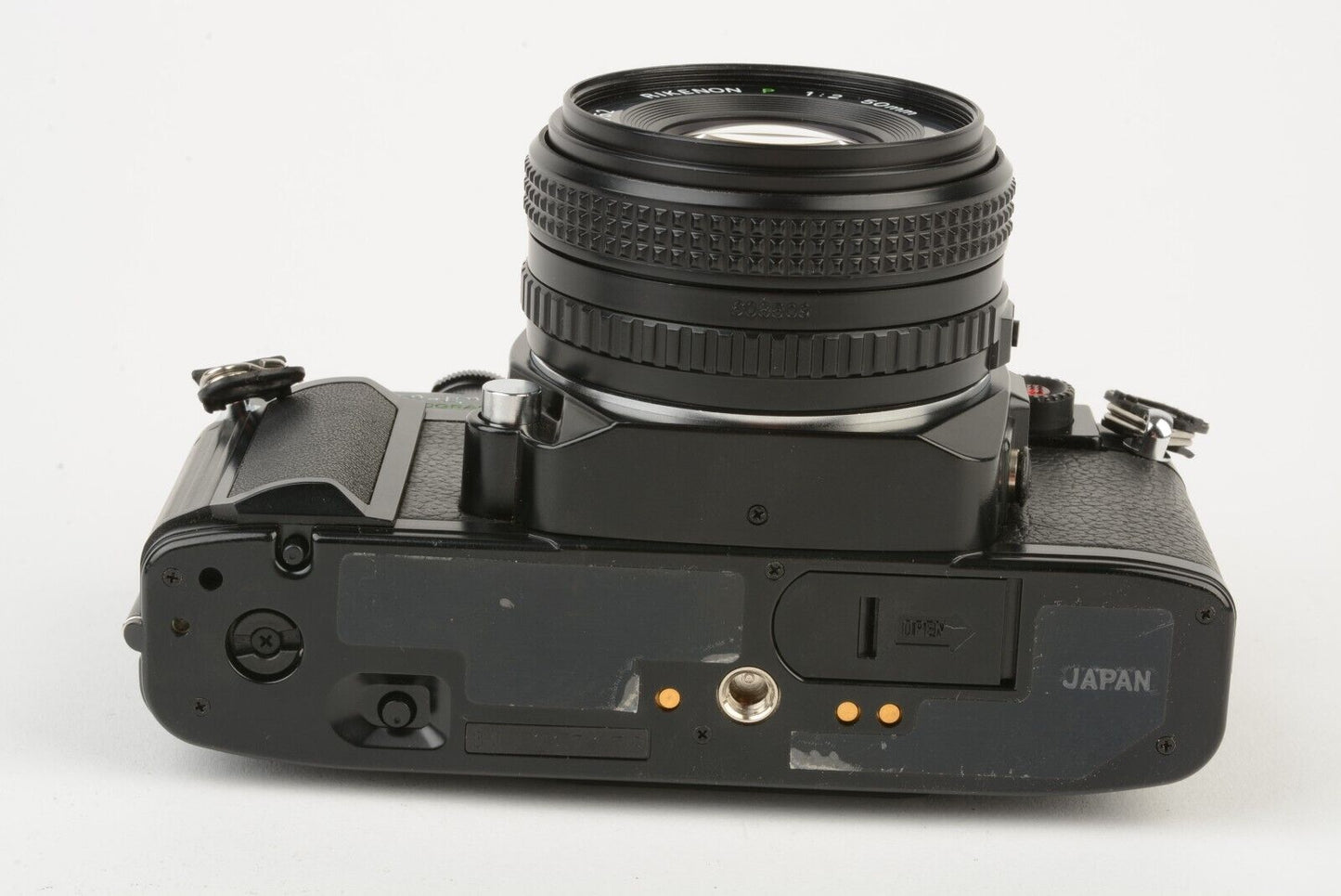 MINT- RICOH XR-P MULTI-PROGRAM 35mm SLR w/50mm F2, STRAP, CR. UV+CAP, TESTED