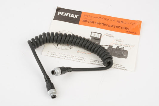 MINT- PENTAX F5P 0.5m (1.6ft) EXTENSION COILED CORD F w/MANUAL #37347