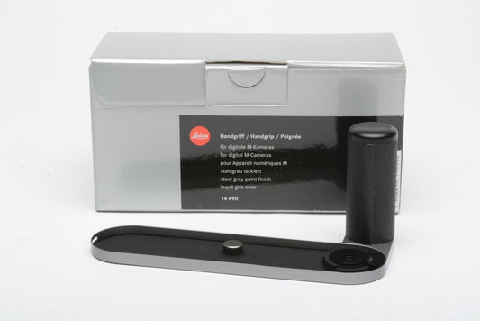 MINT- GENUINE LEICA HANDGRIP STEEL GRAY #14490 FOR LEICA M9 BODY, BOXED