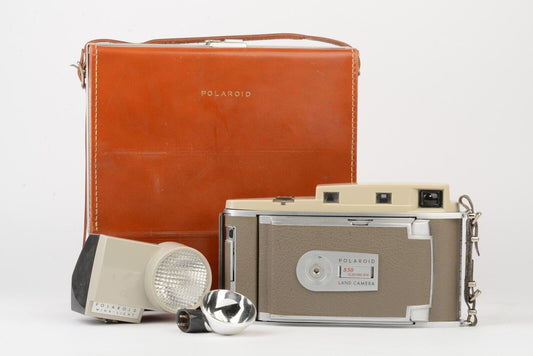 Vintage Polaroid 850 Electric Eye w/leather case, wink light, reflector, nice!