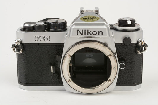Nikon FE2, Chrome, 35mm SLR, Film Camera Body, Very Clean, Accurate, Good Seals,
