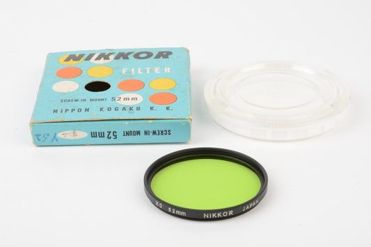 Nikon Nippon Kogaku Nikkor 52mm XO Green Filter, Mint w/ Jewel Case & Box